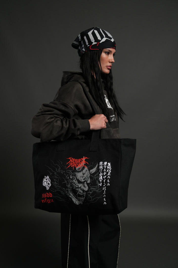 Hannya Inferno Canvas Tote in Black