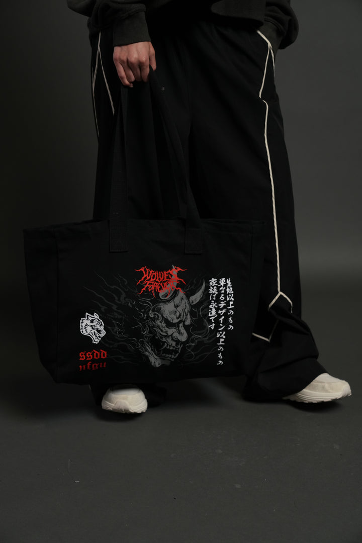Hannya Inferno Canvas Tote in Black