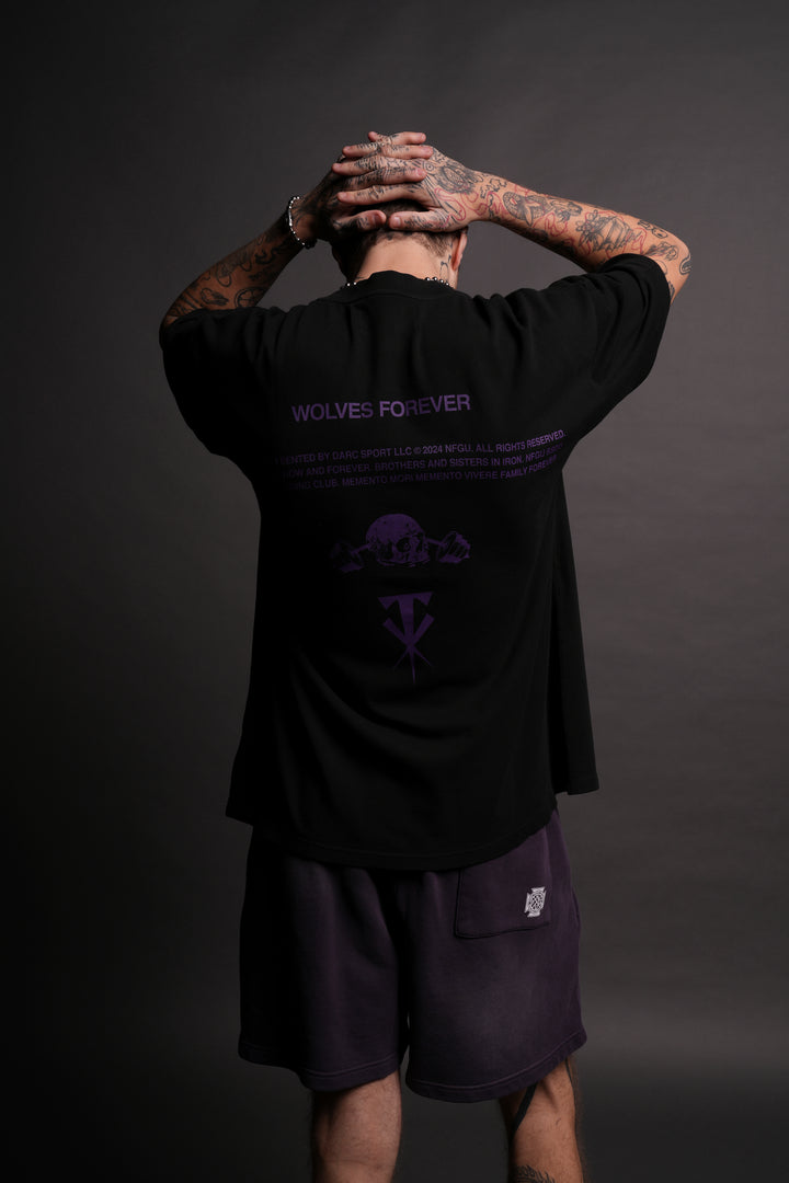 For Us Oversized Post Lounge Sweat Shorts in Phantom Purple Sun Fade