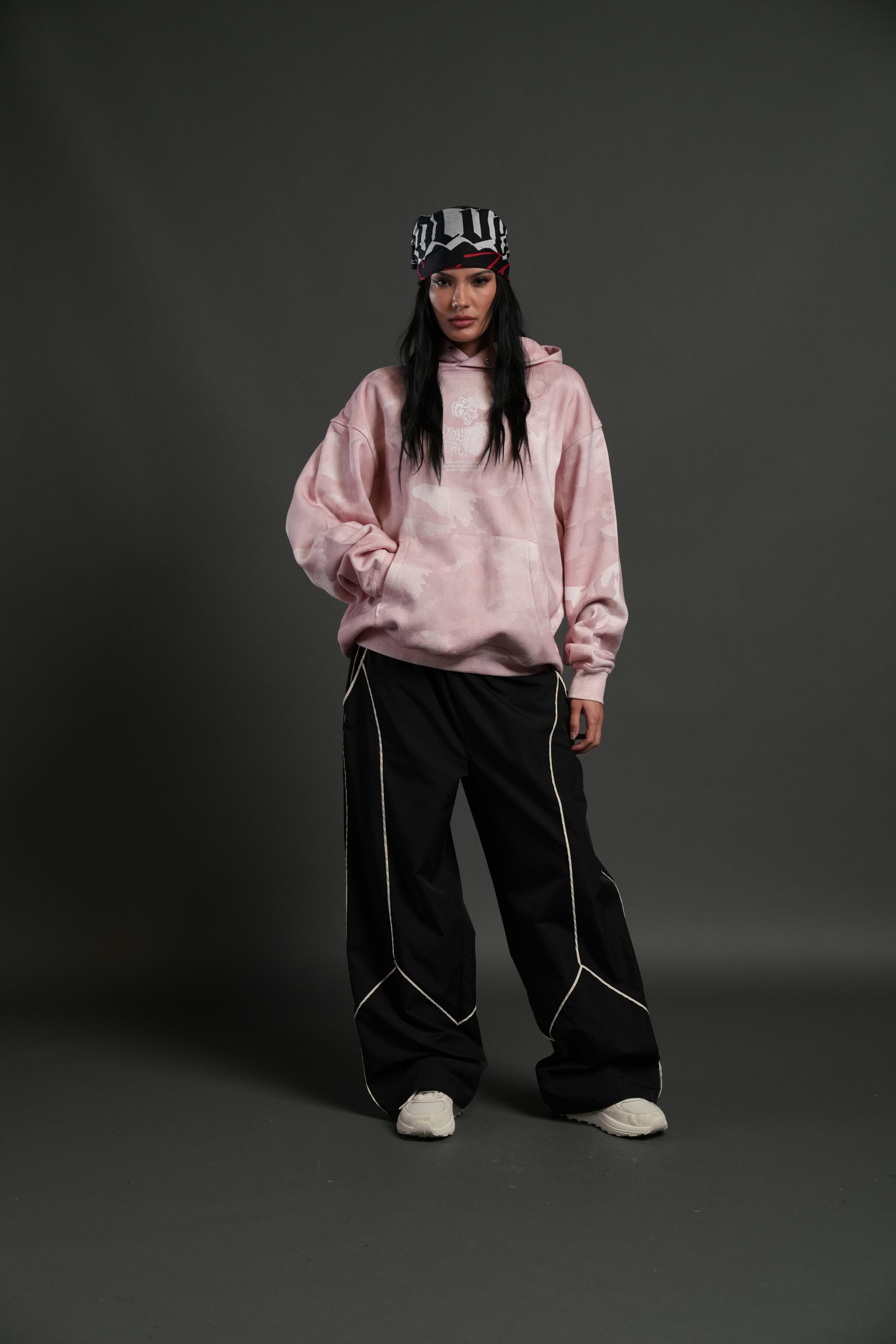 Drip Hesh WLVS FRVR Unisex "Pierce" Hoodie in Blush Vintage Woodland Camo