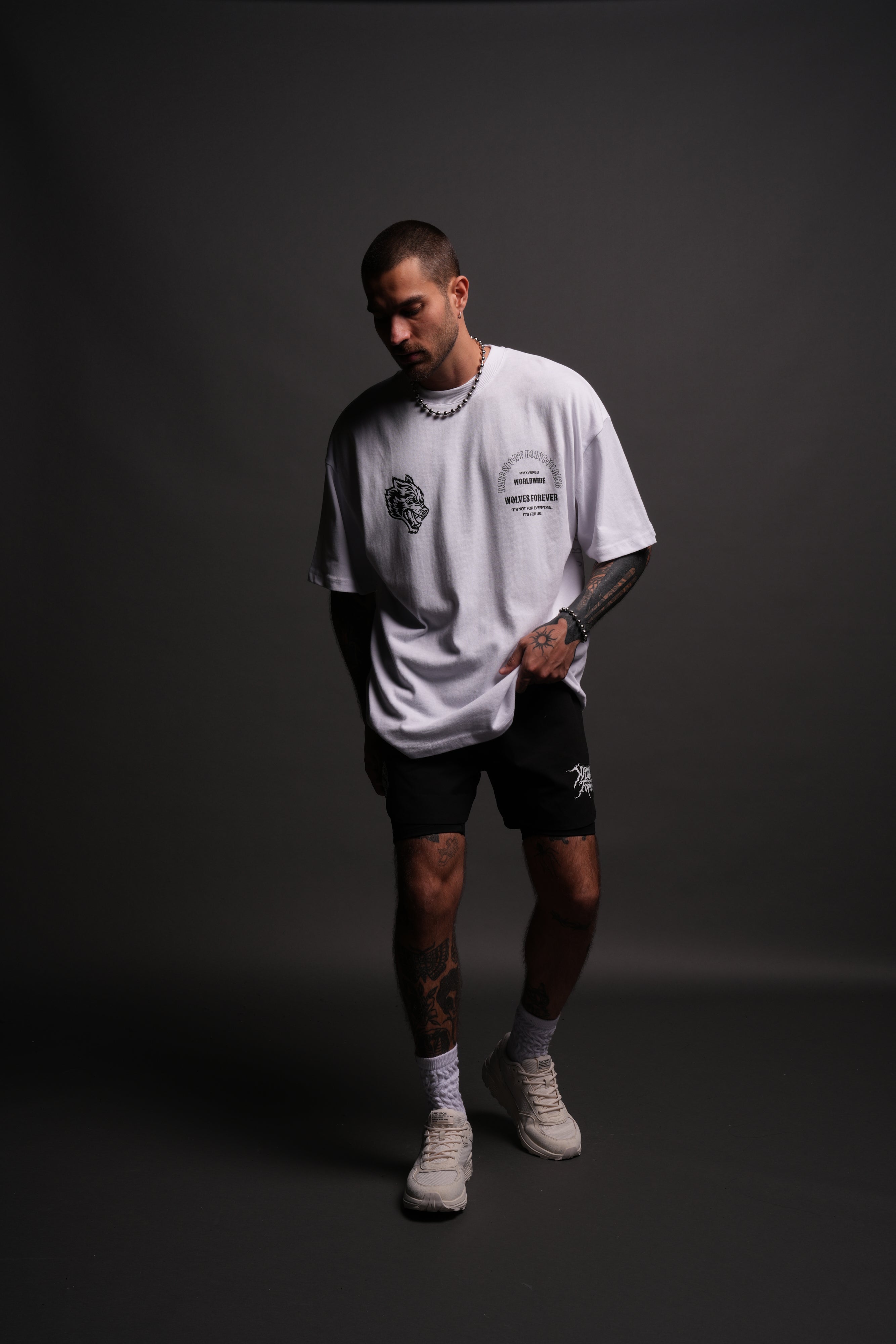 Iron Wolves "Premium" Oversized Tee in White