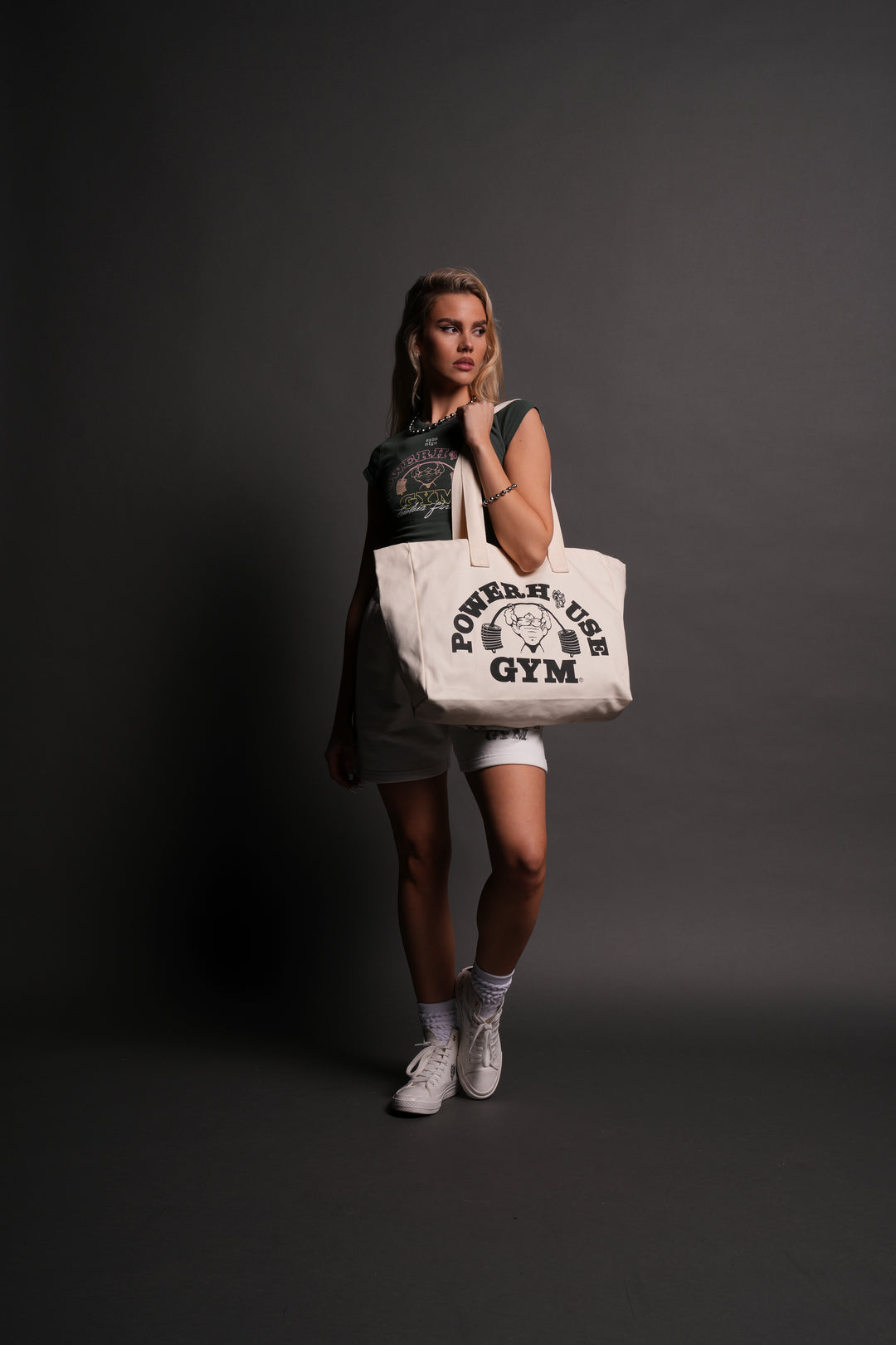 Powerhouse Of The Wolves Forever Canvas Tote in Cream