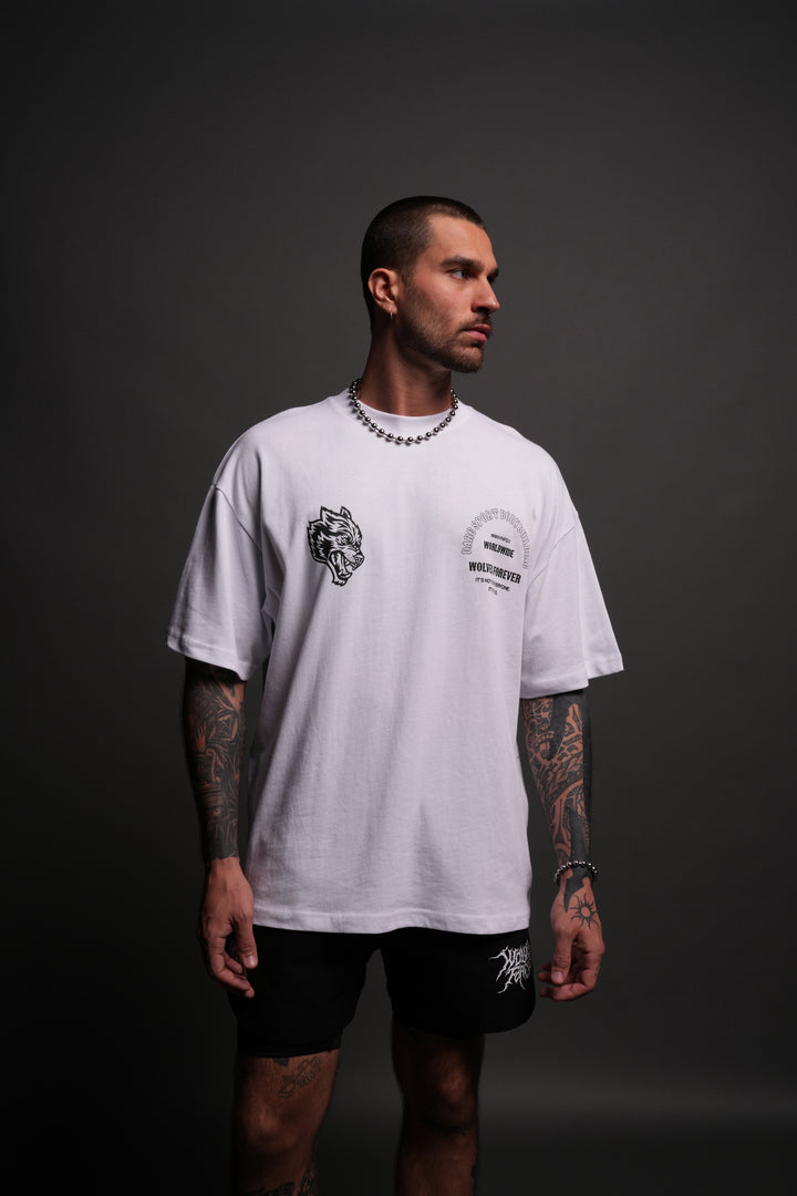 Iron Wolves "Premium" Oversized Tee in White