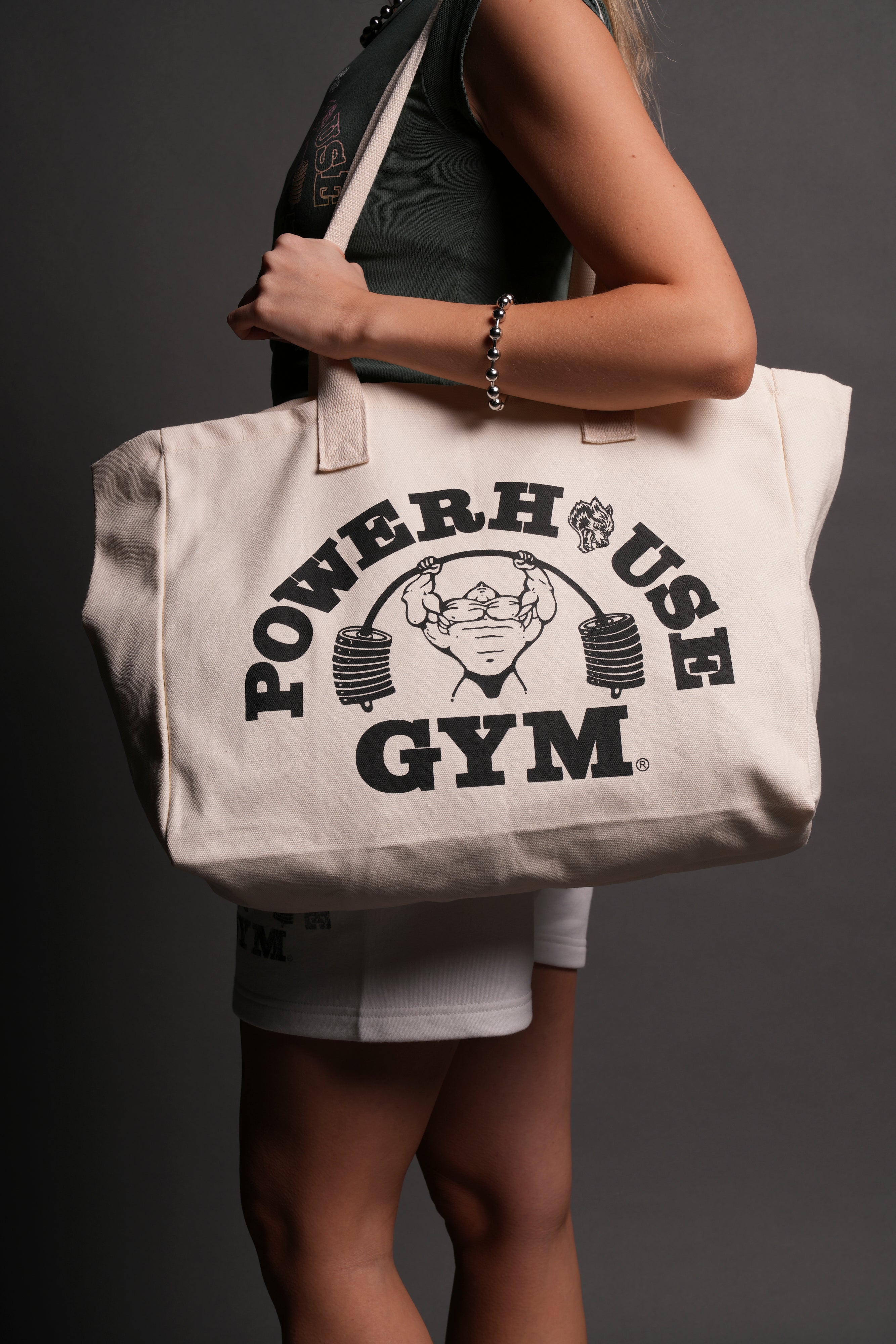 Powerhouse Of The Wolves Forever Canvas Tote in Cream