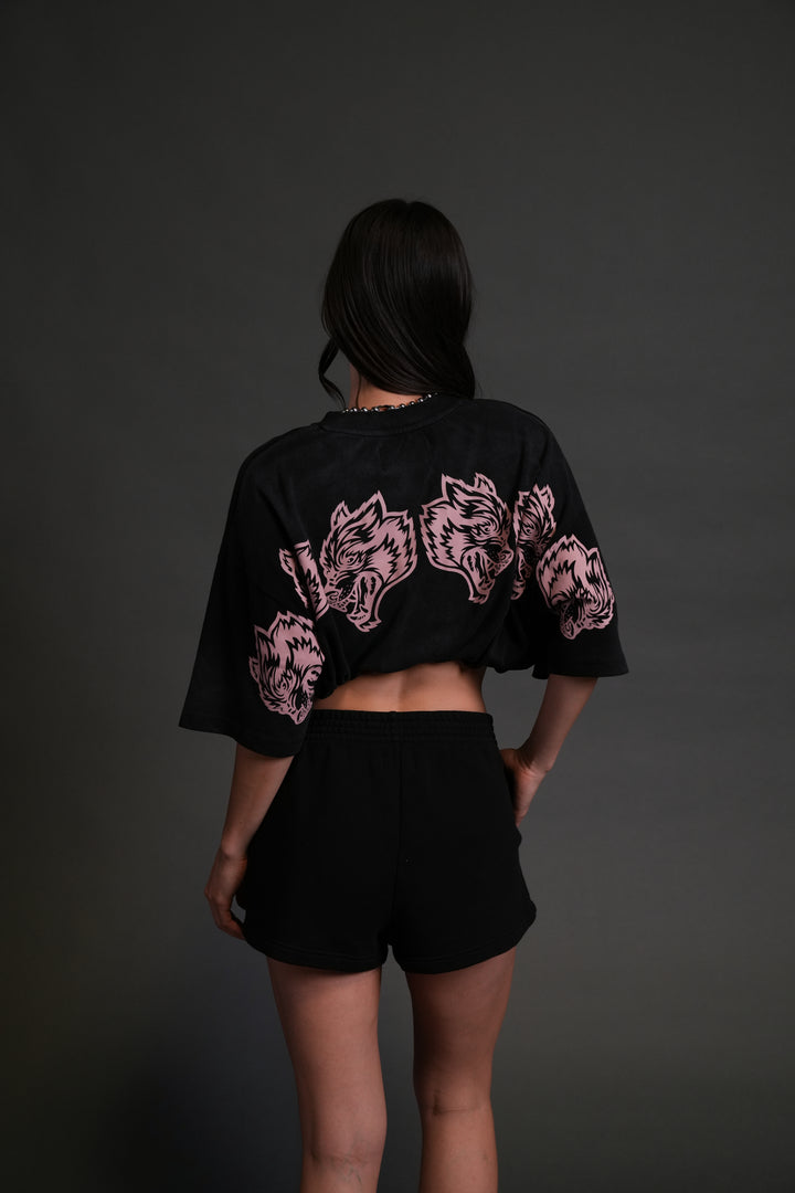 Wolves Have Your Back "Premium" Oversized Tee in Black Halo Wash