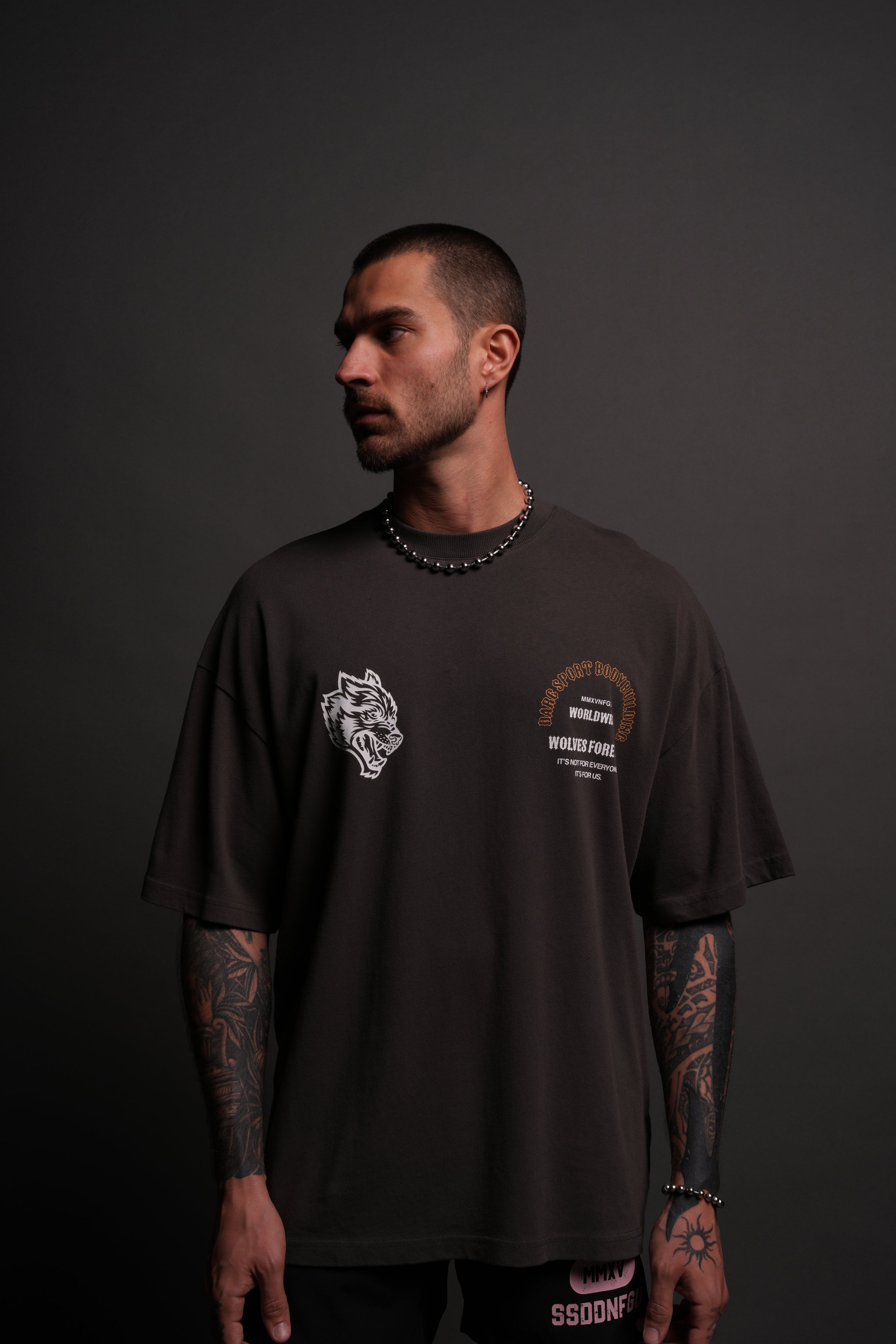 Iron Wolves "Premium" Oversized Tee in Wolf Gray
