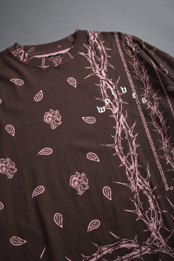 Wolves Pyramid Grunge "Box Cut" L/S Tee in Desert Dust Thorn Paisley