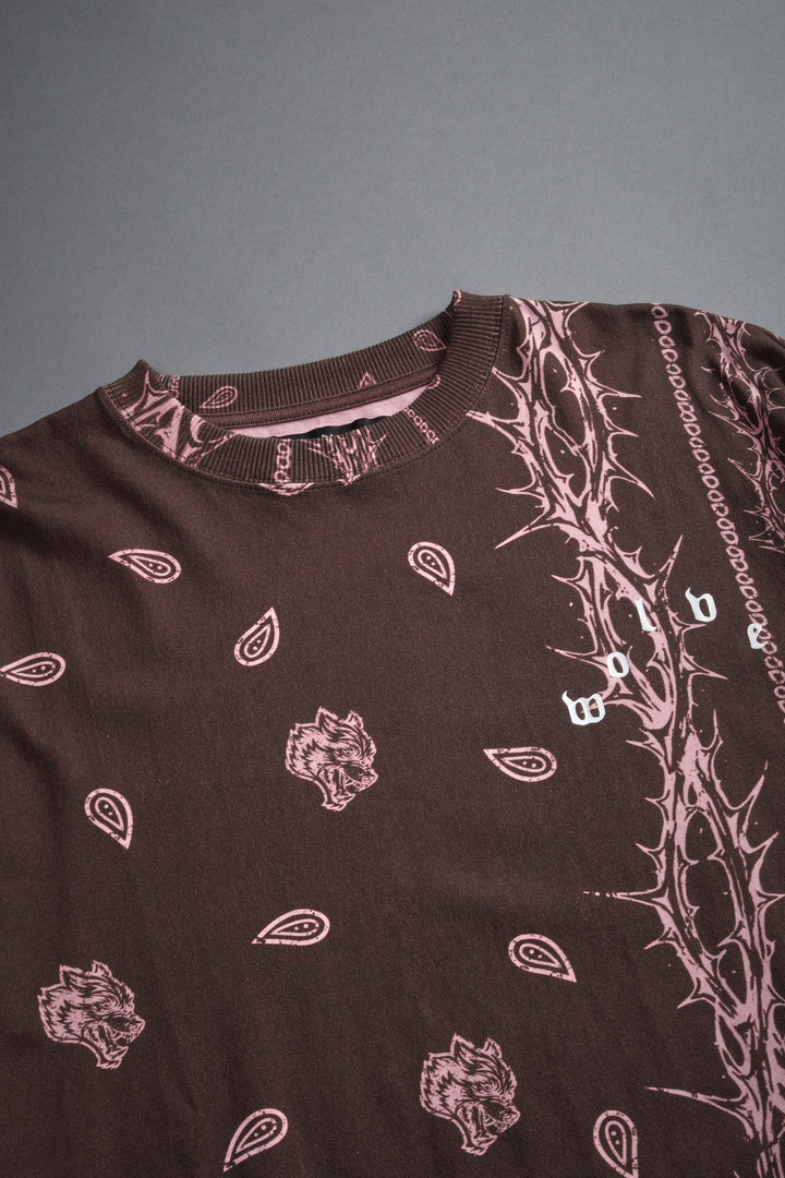 Wolves Pyramid Grunge "Box Cut" L/S Tee in Desert Dust Thorn Paisley