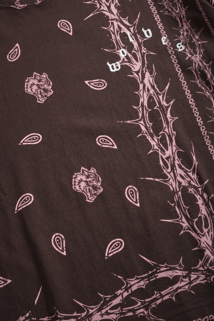 Wolves Pyramid Grunge "Box Cut" L/S Tee in Desert Dust Thorn Paisley