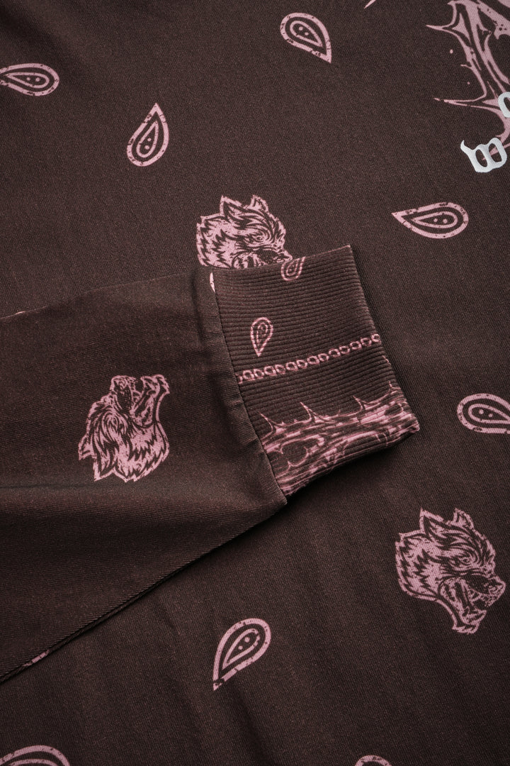 Wolves Pyramid Grunge "Box Cut" L/S Tee in Desert Dust Thorn Paisley