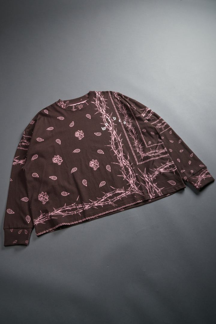 Wolves Pyramid Grunge "Box Cut" L/S Tee in Desert Dust Thorn Paisley