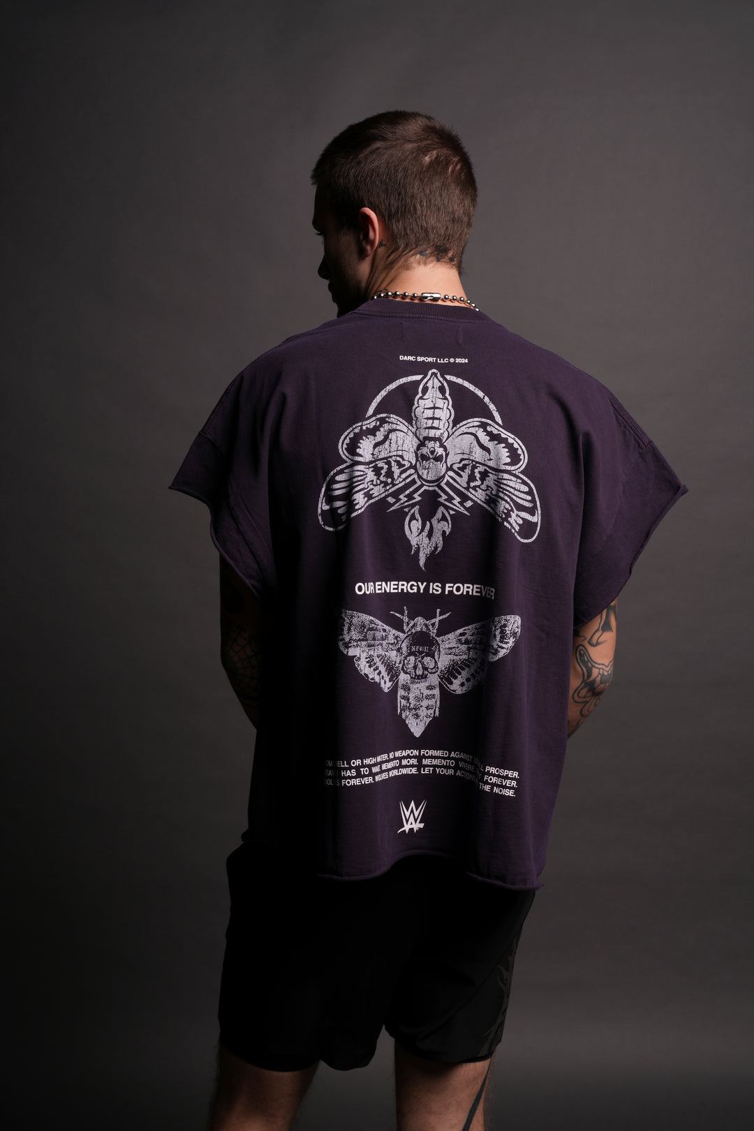 Moth Forever "Grunge" Cut Off Tee in Phantom Purple