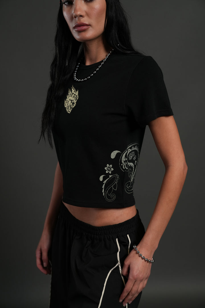 Faded Paisley "Timeless" Tee in Black