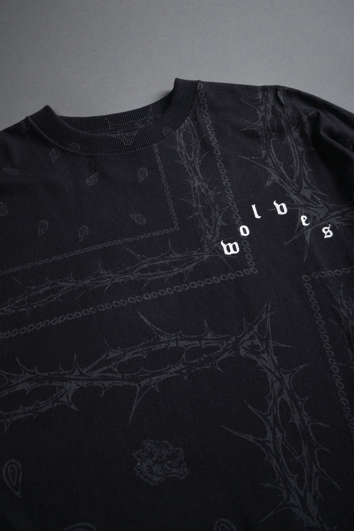 Wolves Pyramid Grunge "Box Cut" L/S Tee in Black Thorn Paisley