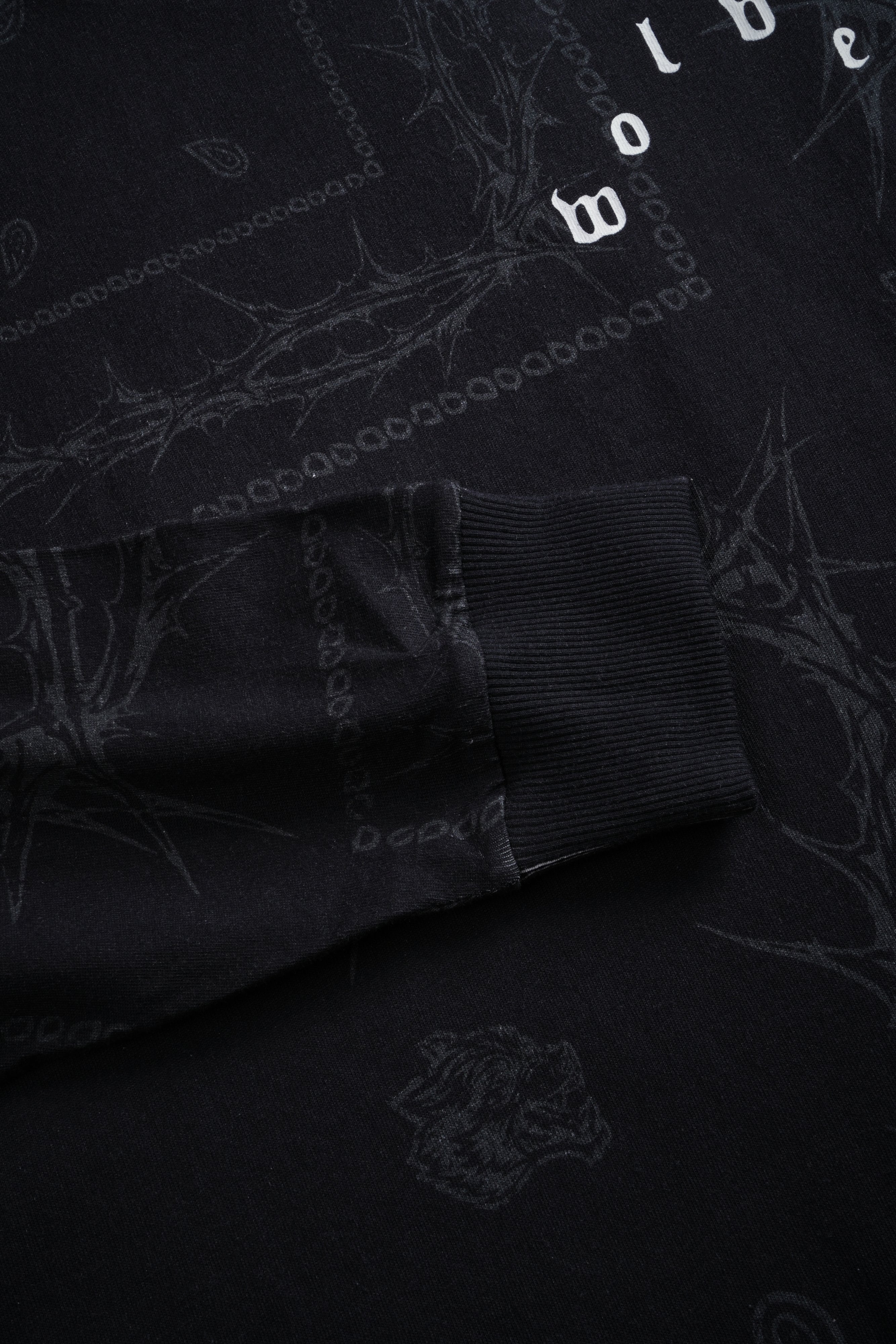 Wolves Pyramid Grunge "Box Cut" L/S Tee in Black Thorn Paisley