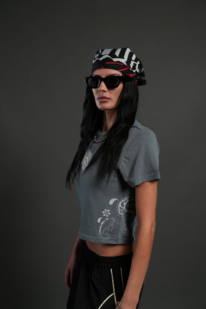 Faded Paisley "Timeless" Tee in Greek Stone