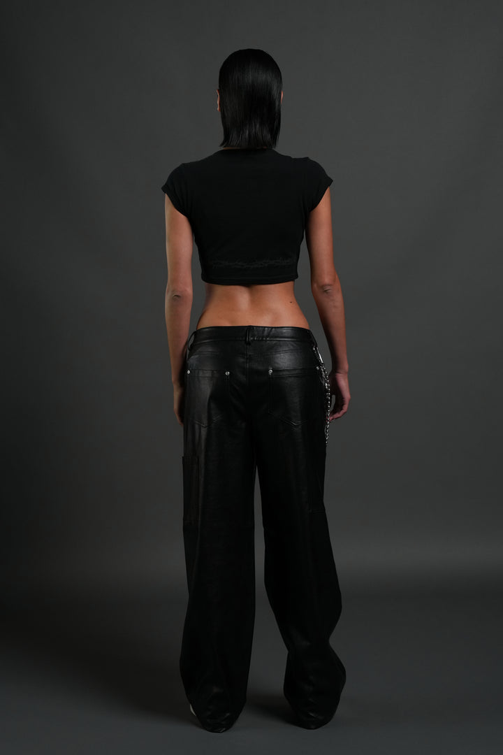 SSDDNFGU Thorns "Josie" Crop Baby Tee in Black