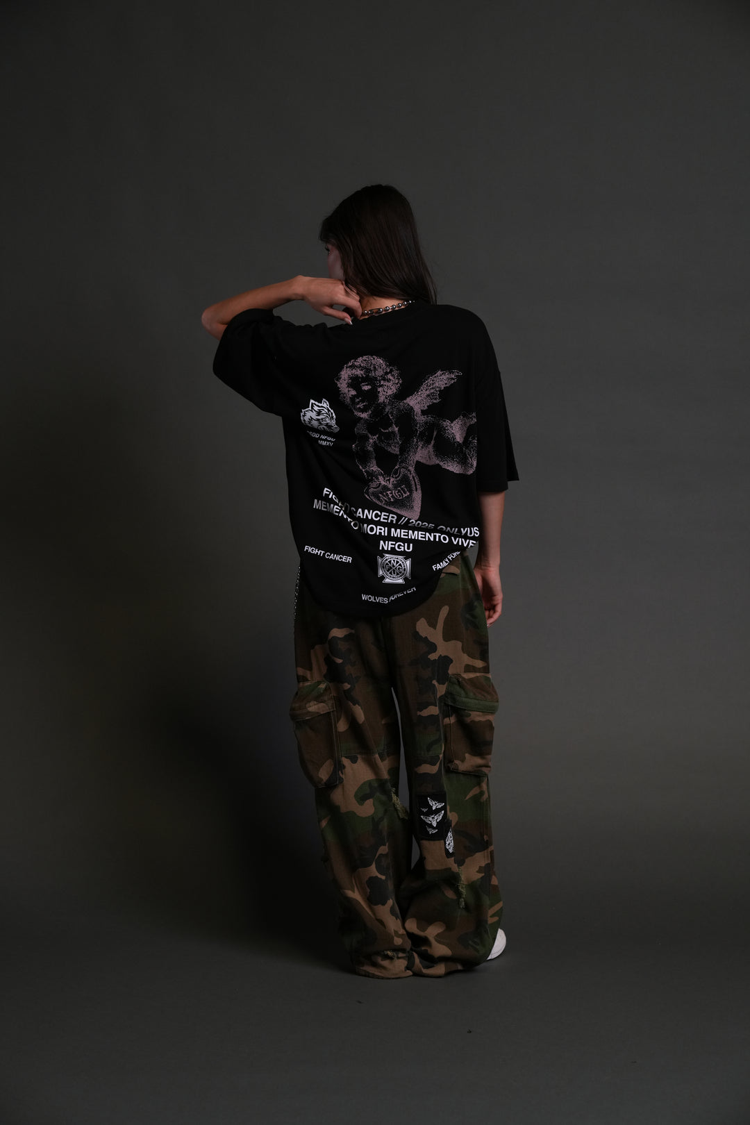Fight Cancer NFGU "Premium" Oversized Tee in Black