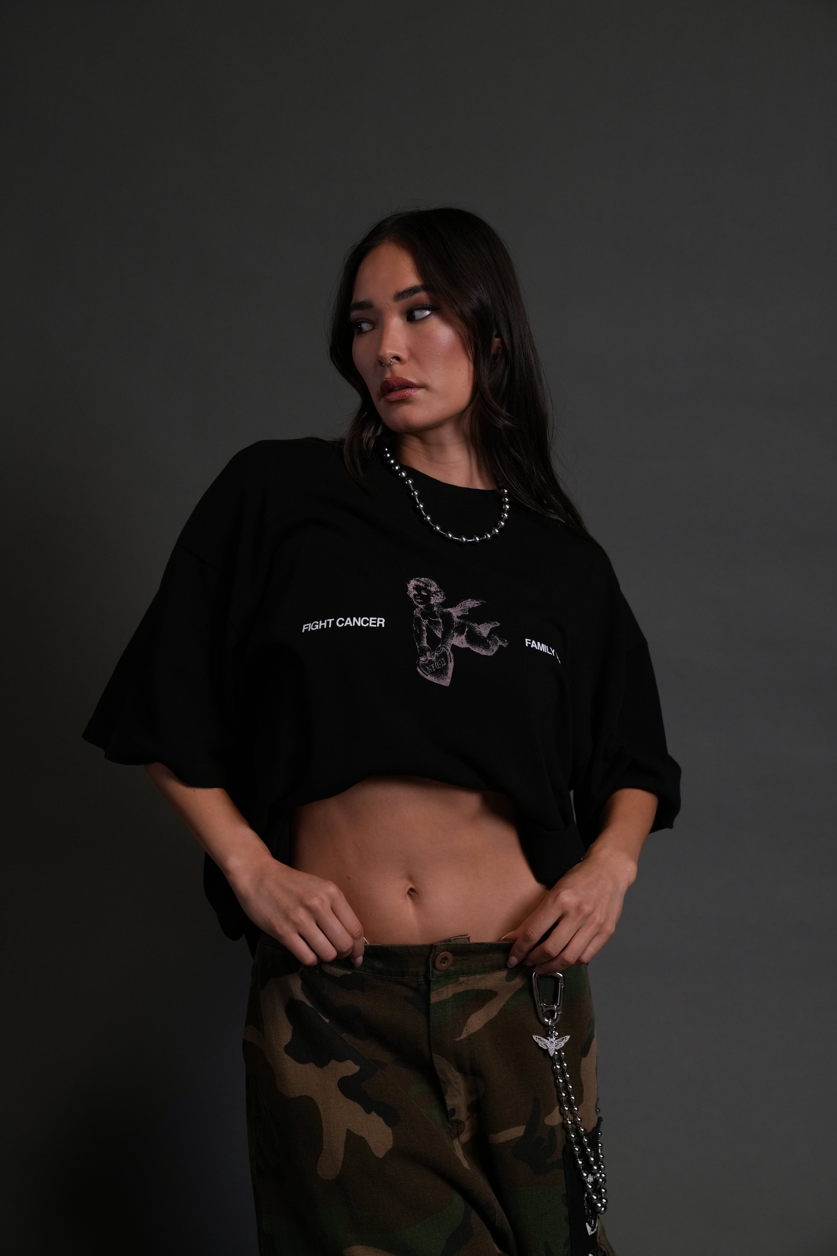Fight Cancer NFGU "Premium" Oversized Tee in Black
