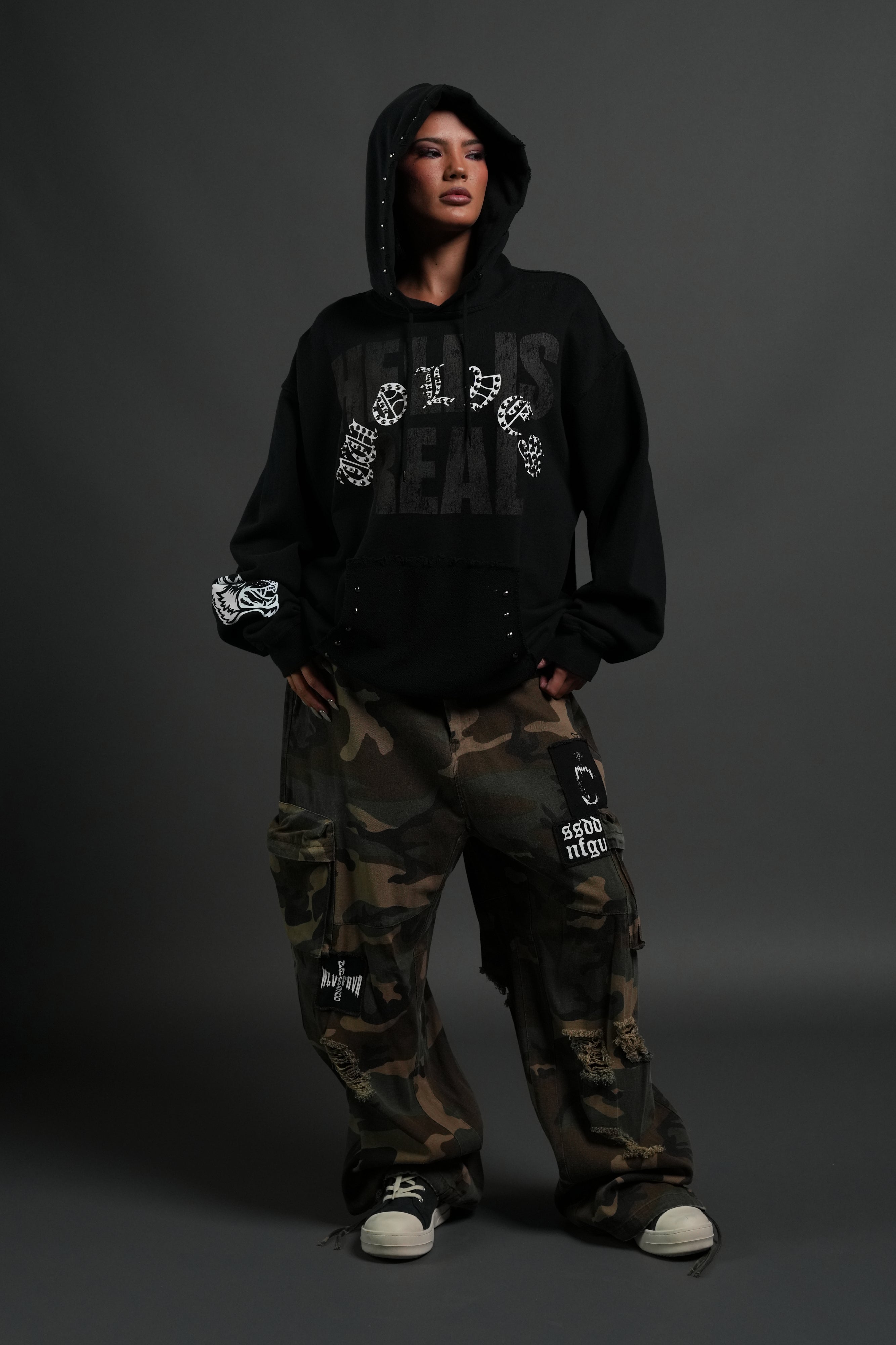 Hell is Real Grunge "Moatis" Hoodie in Black