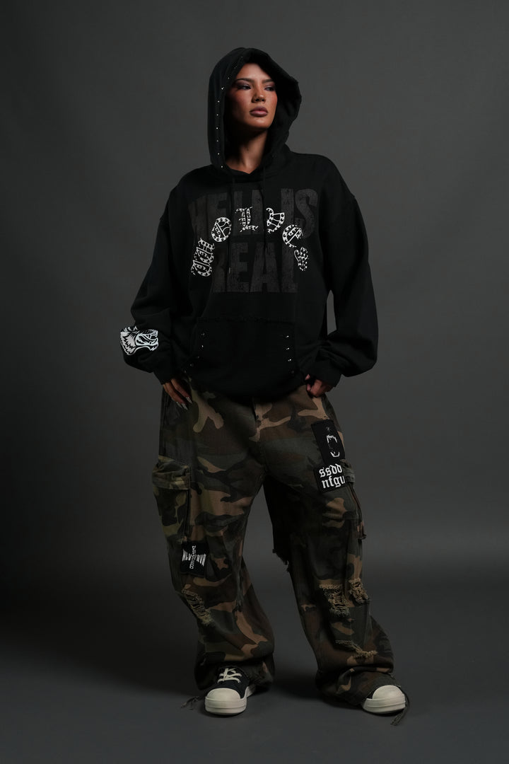 Hell is Real Grunge "Moatis" Hoodie in Black