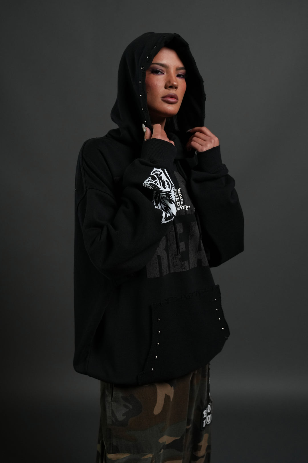 Hell is Real Grunge "Moatis" Hoodie in Black