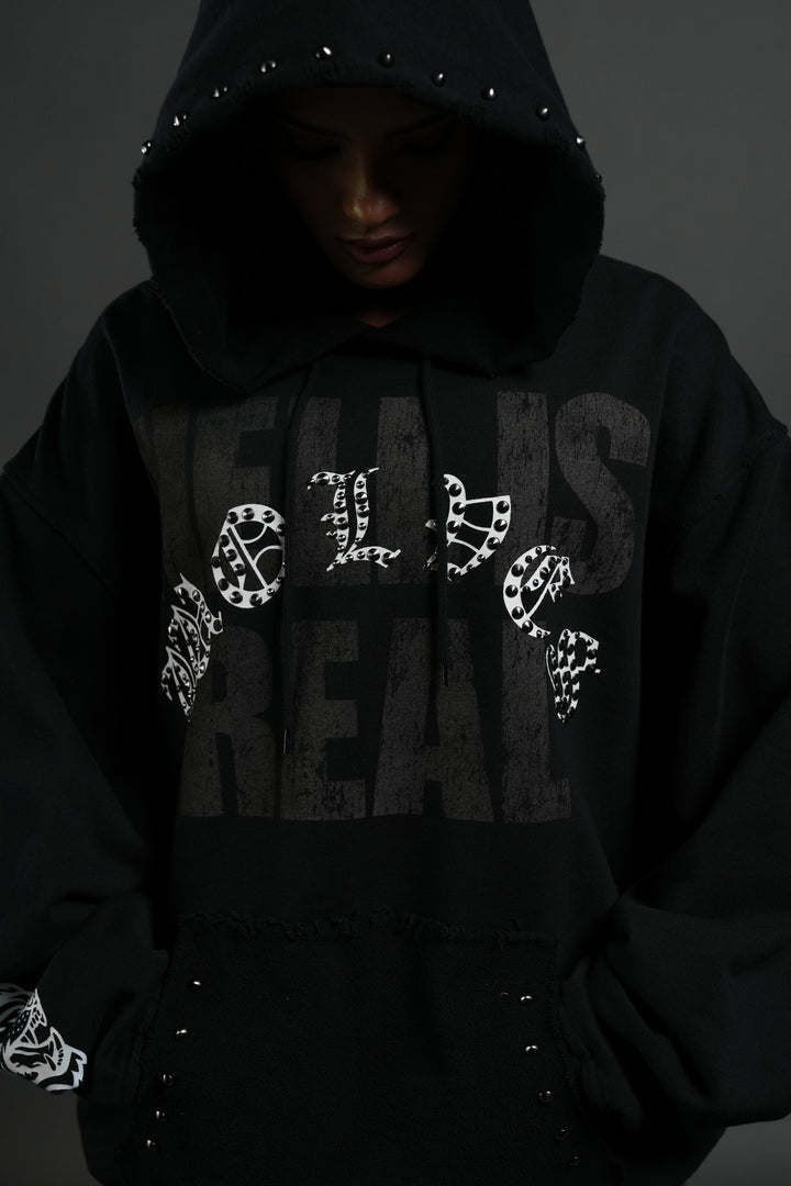 Hell is Real Grunge "Moatis" Hoodie in Black