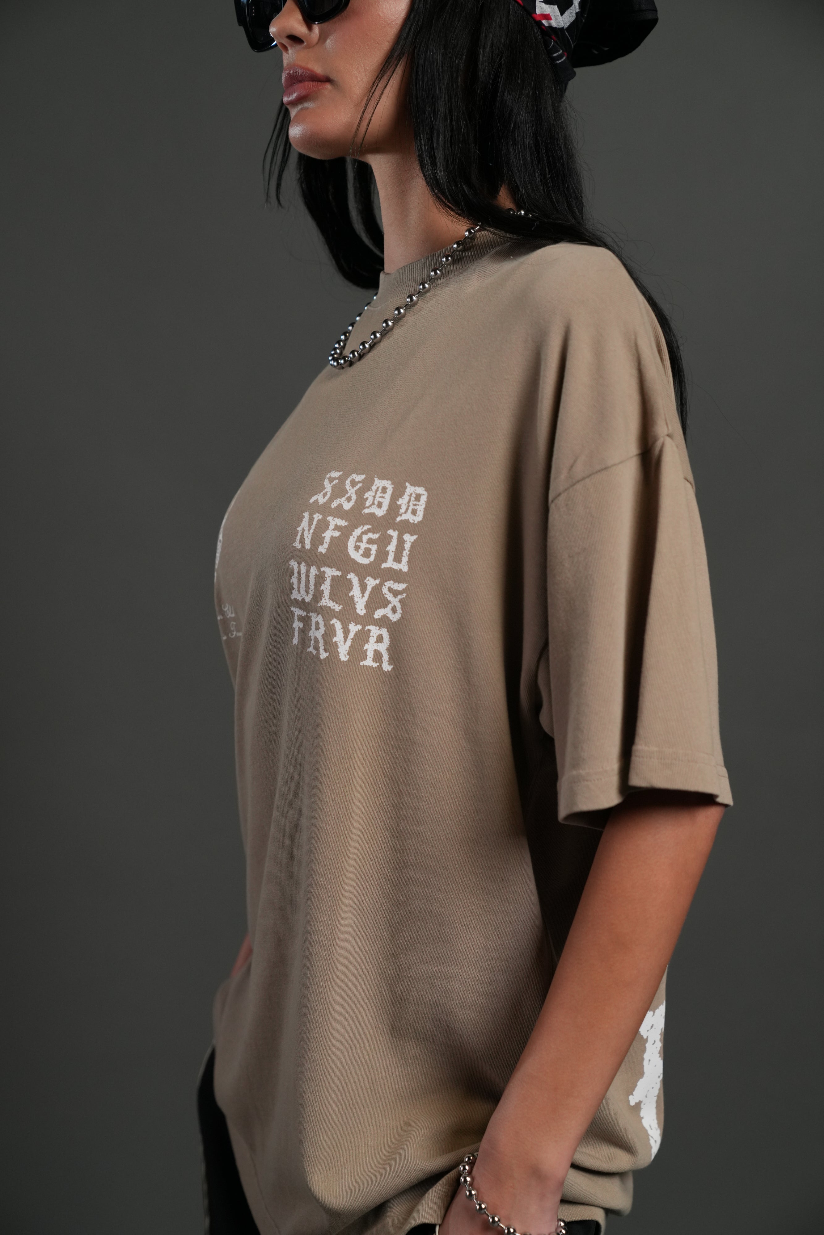 Stone Code "Pump Cover" Tee in Taupe