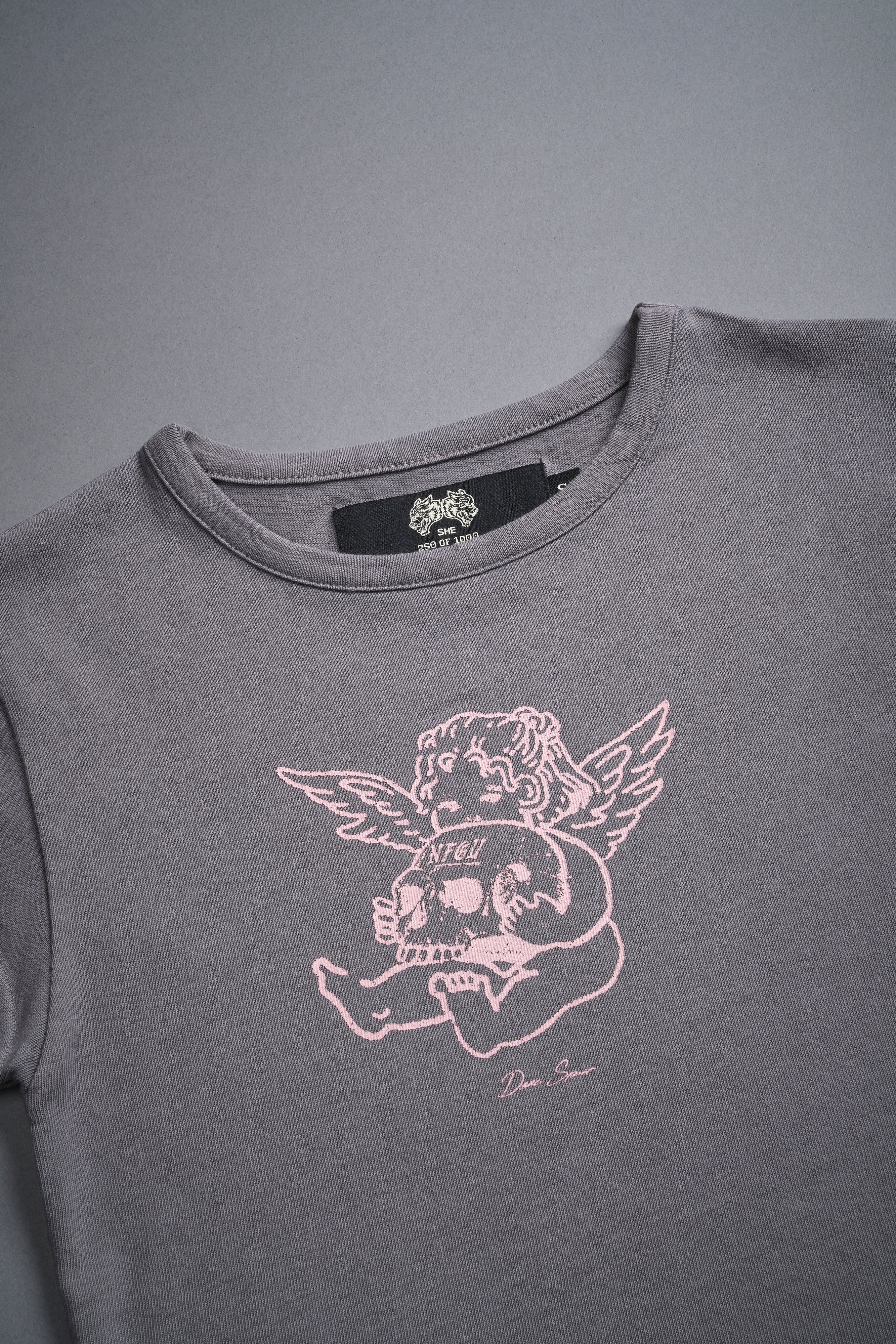 Cherub and the Skull "Baby" Tee in Dove Gray