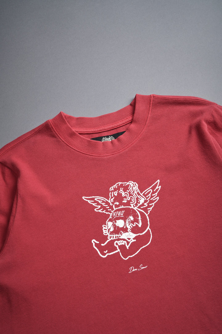 Cherub and the Skull "Premium" (Cropped) Tee in Roman Red