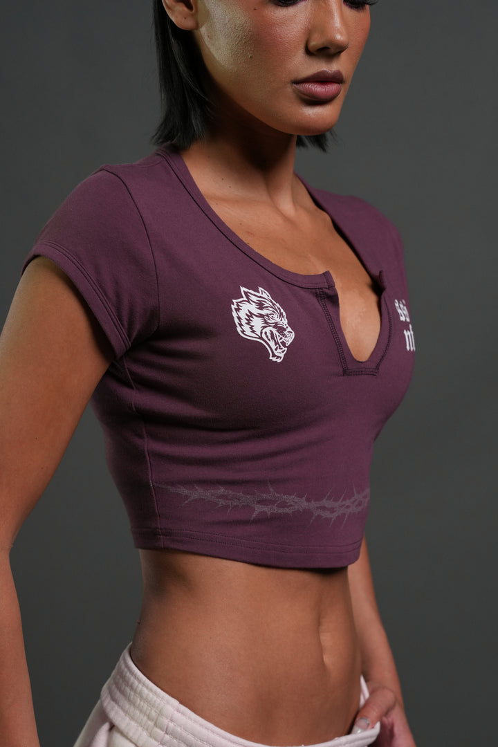 SSDDNFGU Thorns "Josie" Crop Baby Tee in Cherry Wine