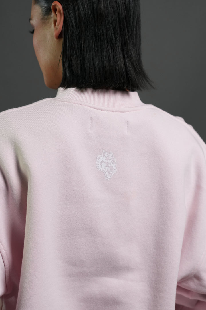 Pyramid Wolves Applique London Crewneck in Blush Pink