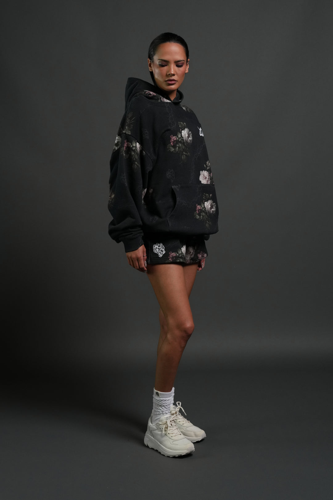 Wolves Script "Pierce" Hoodie in Black Rose Thorn