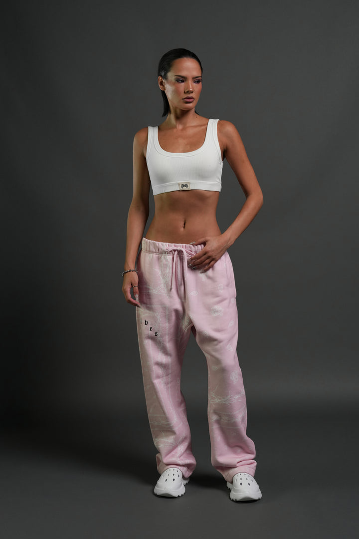 Wolves Pyramid Bigelow Sweat Pants in Blush Pink Thorn Paisley