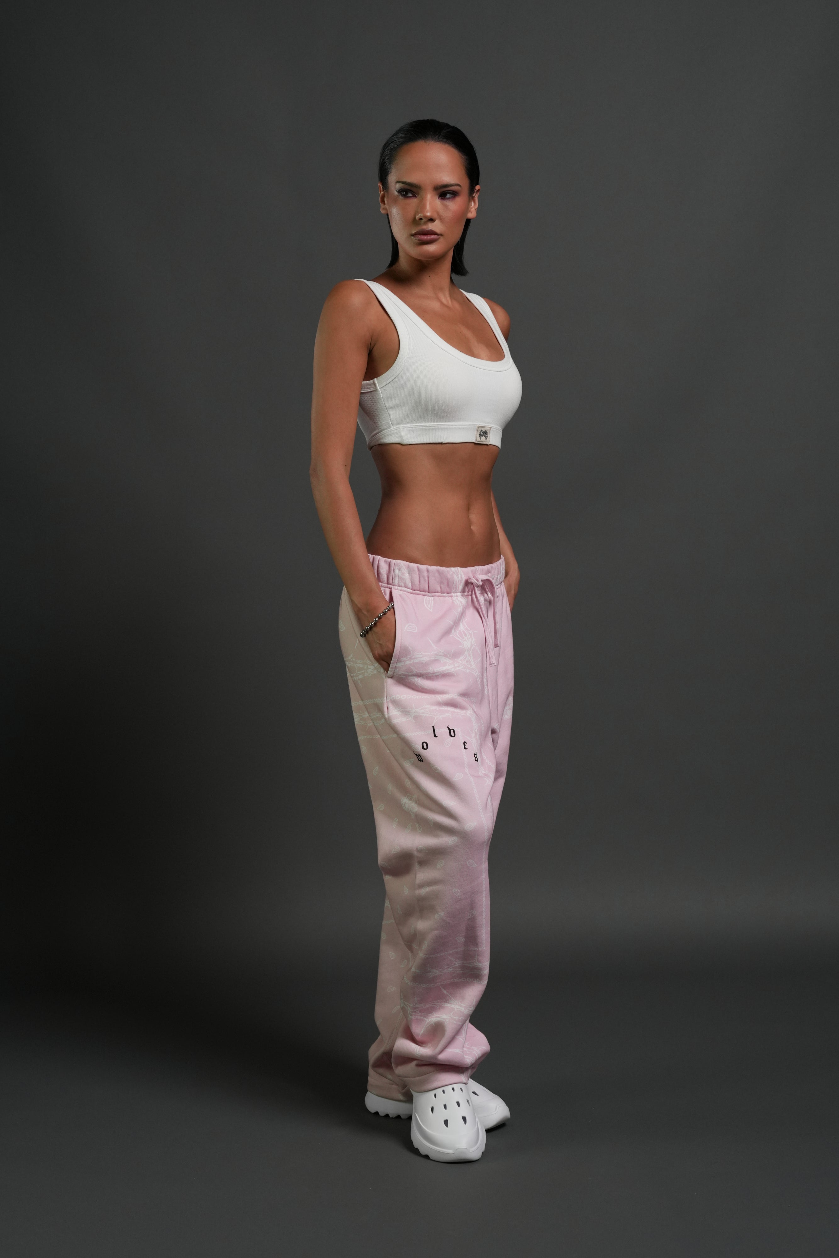 Wolves Pyramid Bigelow Sweat Pants in Blush Pink Thorn Paisley