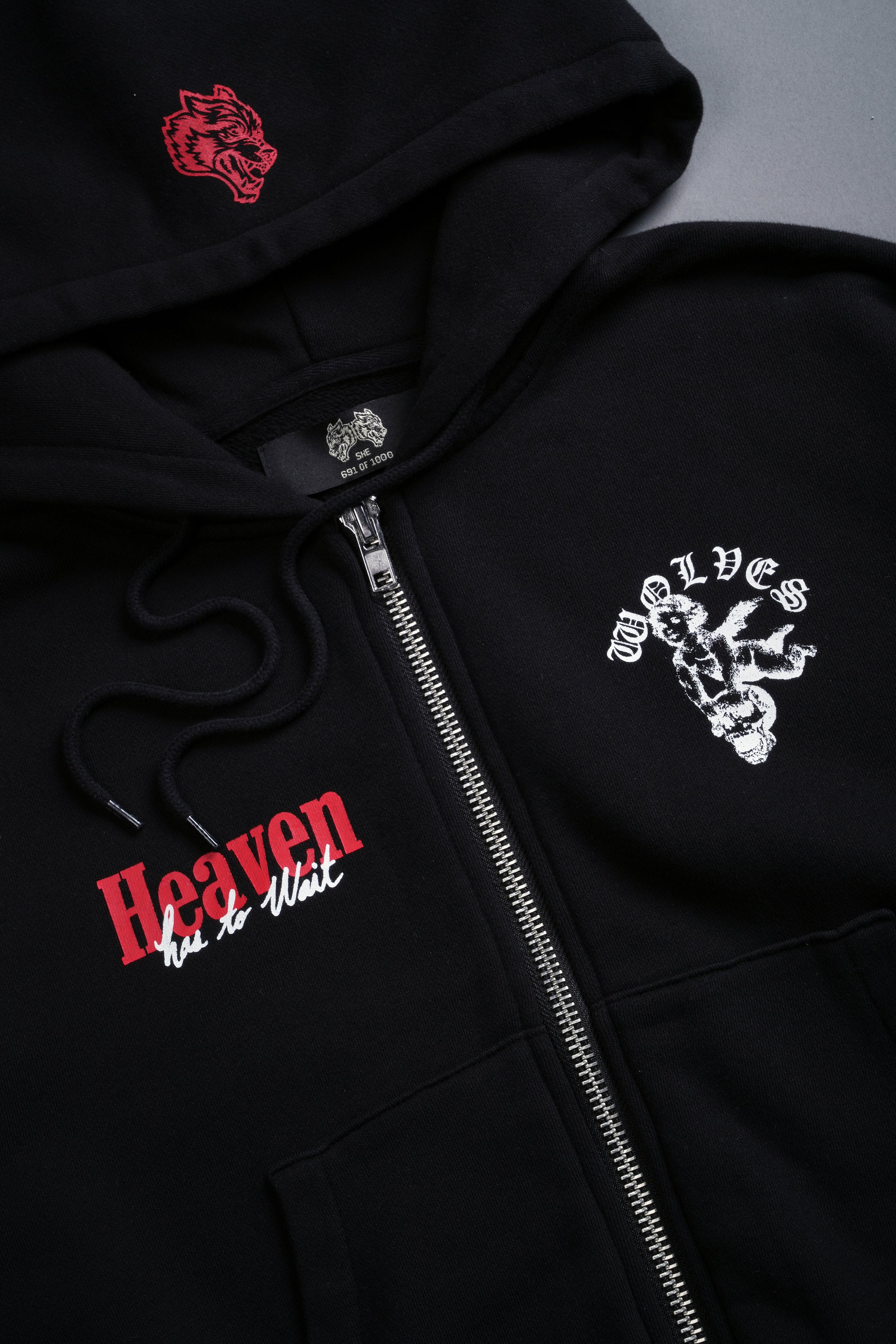 Guardian Cherub "Chambers" (Cropped) Zip Hoodie in Black