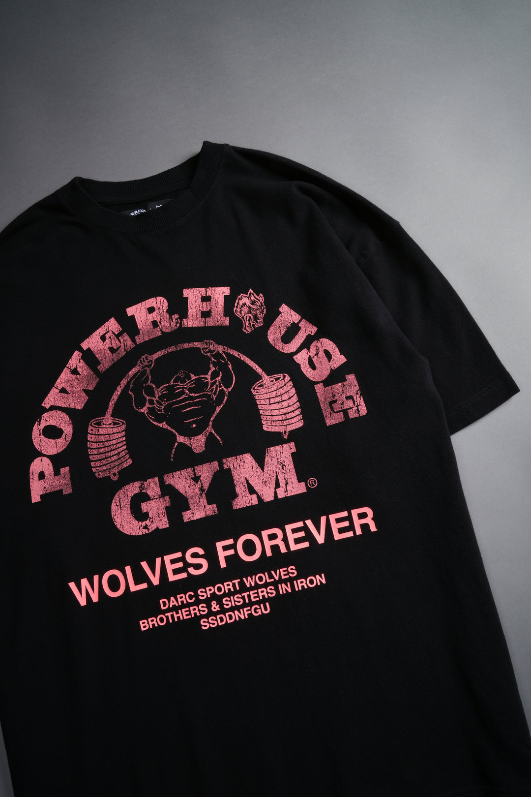 Powerhouse Of The Wolves V2"Premium" Oversized Tee in Black/Neon Pink