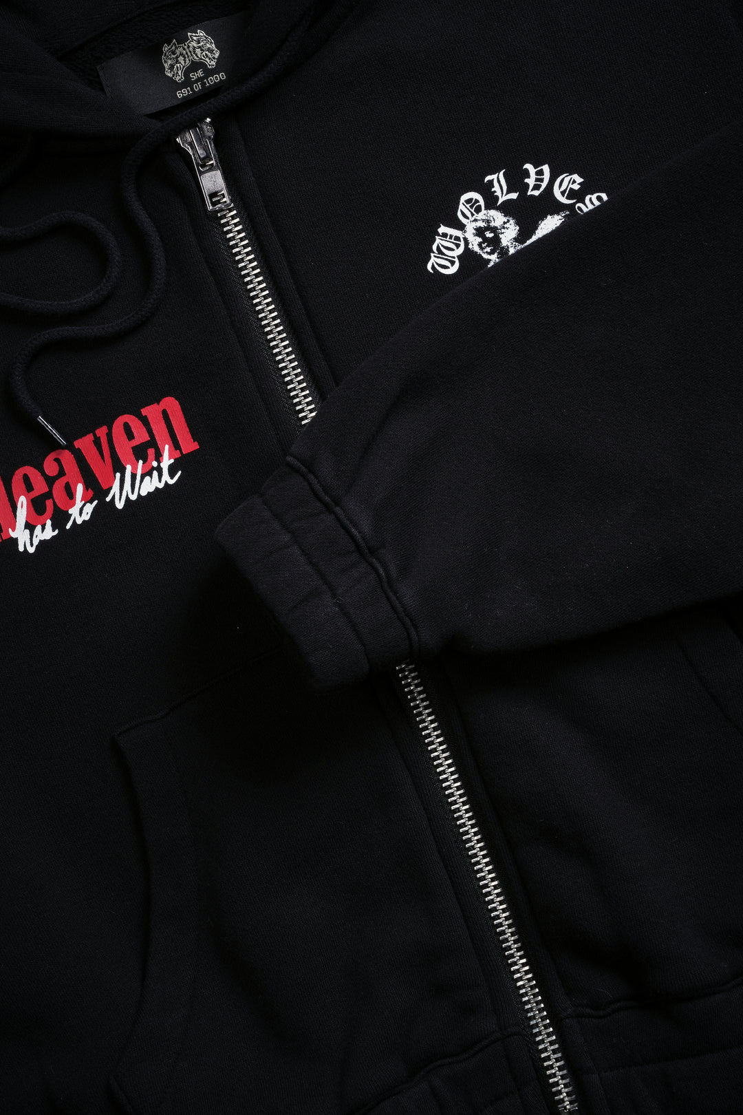 Guardian Cherub "Chambers" (Cropped) Zip Hoodie in Black