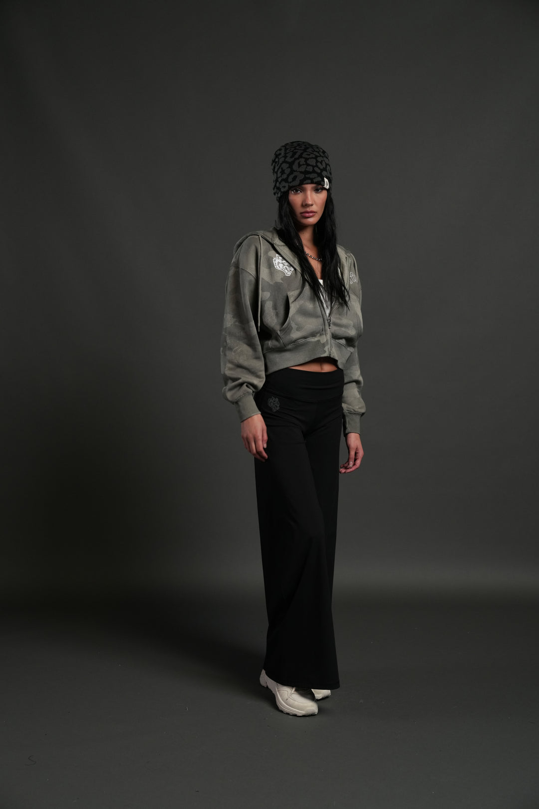 Cherub NFGU "Sage" Cropped Zip Hoodie in Lush Vintage Woodland Camo