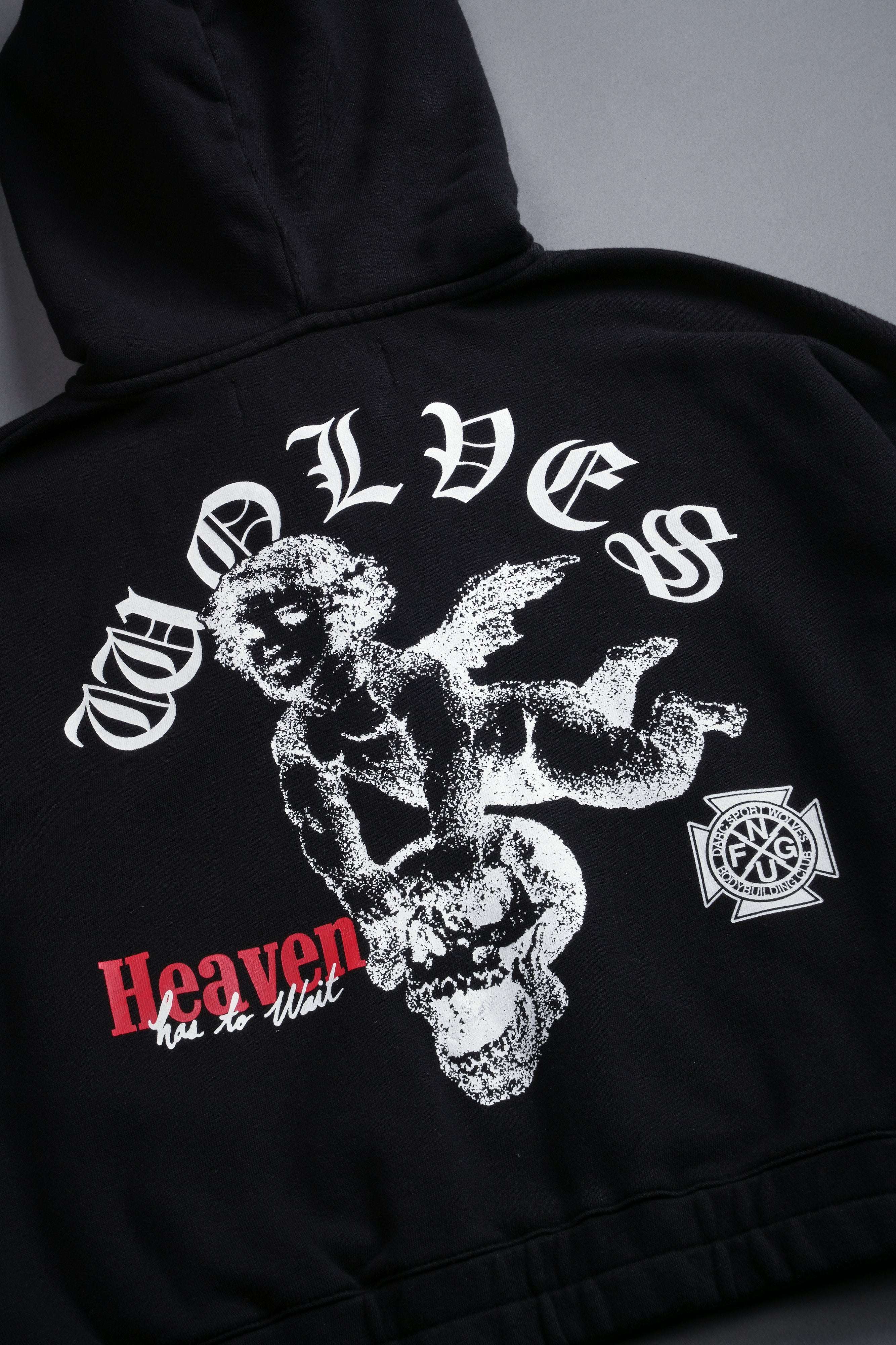 Guardian Cherub "Chambers" (Cropped) Zip Hoodie in Black