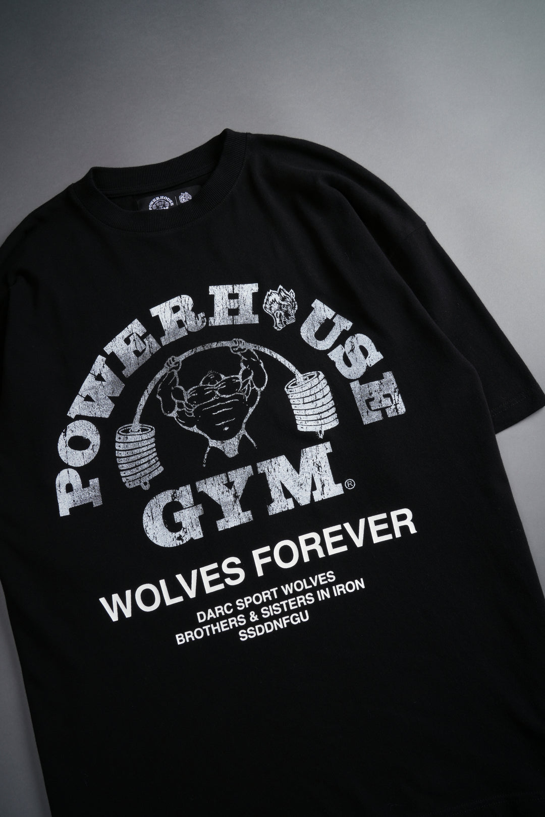 Powerhouse Of The Wolves V2"Premium" Oversized Tee in Black/White