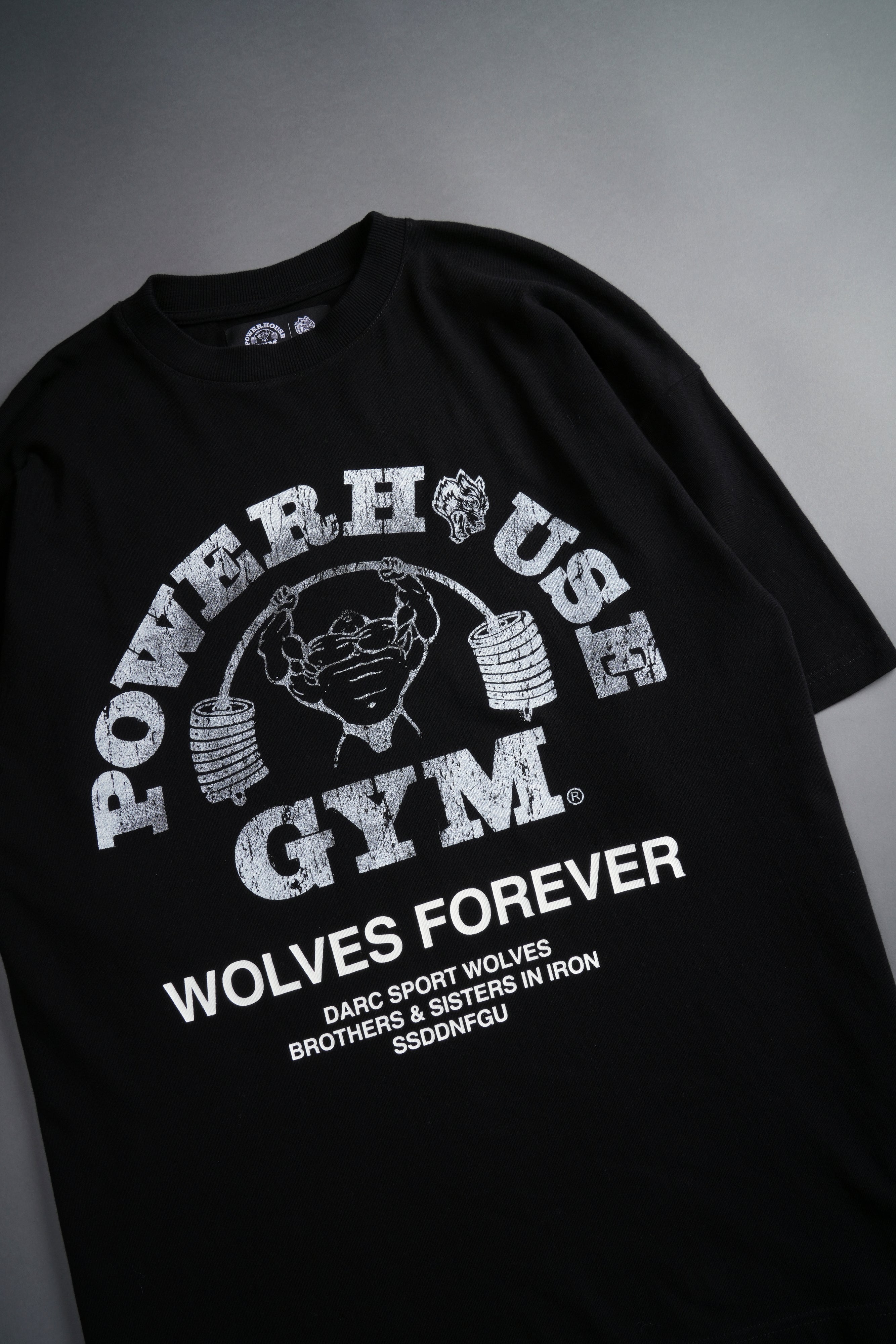 Powerhouse Of The Wolves V2"Premium" Oversized Tee in Black/White