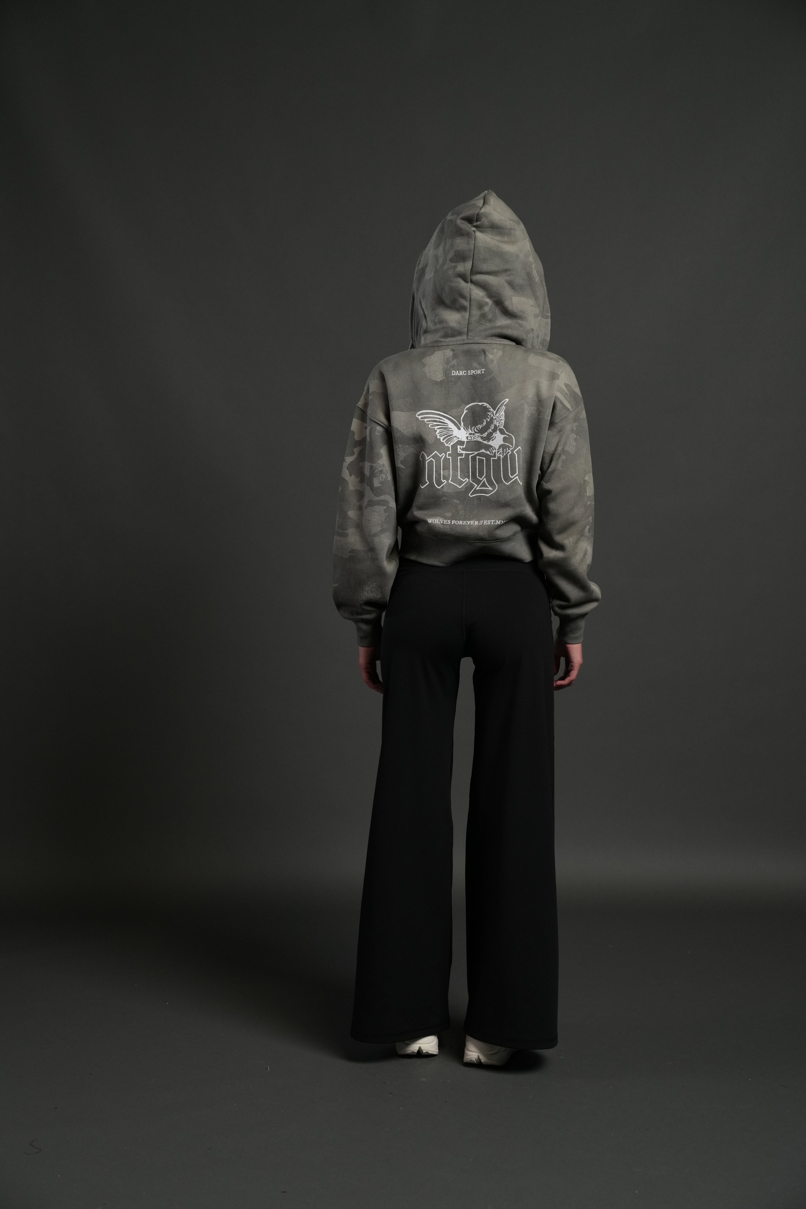 Cherub NFGU "Sage" Cropped Zip Hoodie in Lush Vintage Woodland Camo