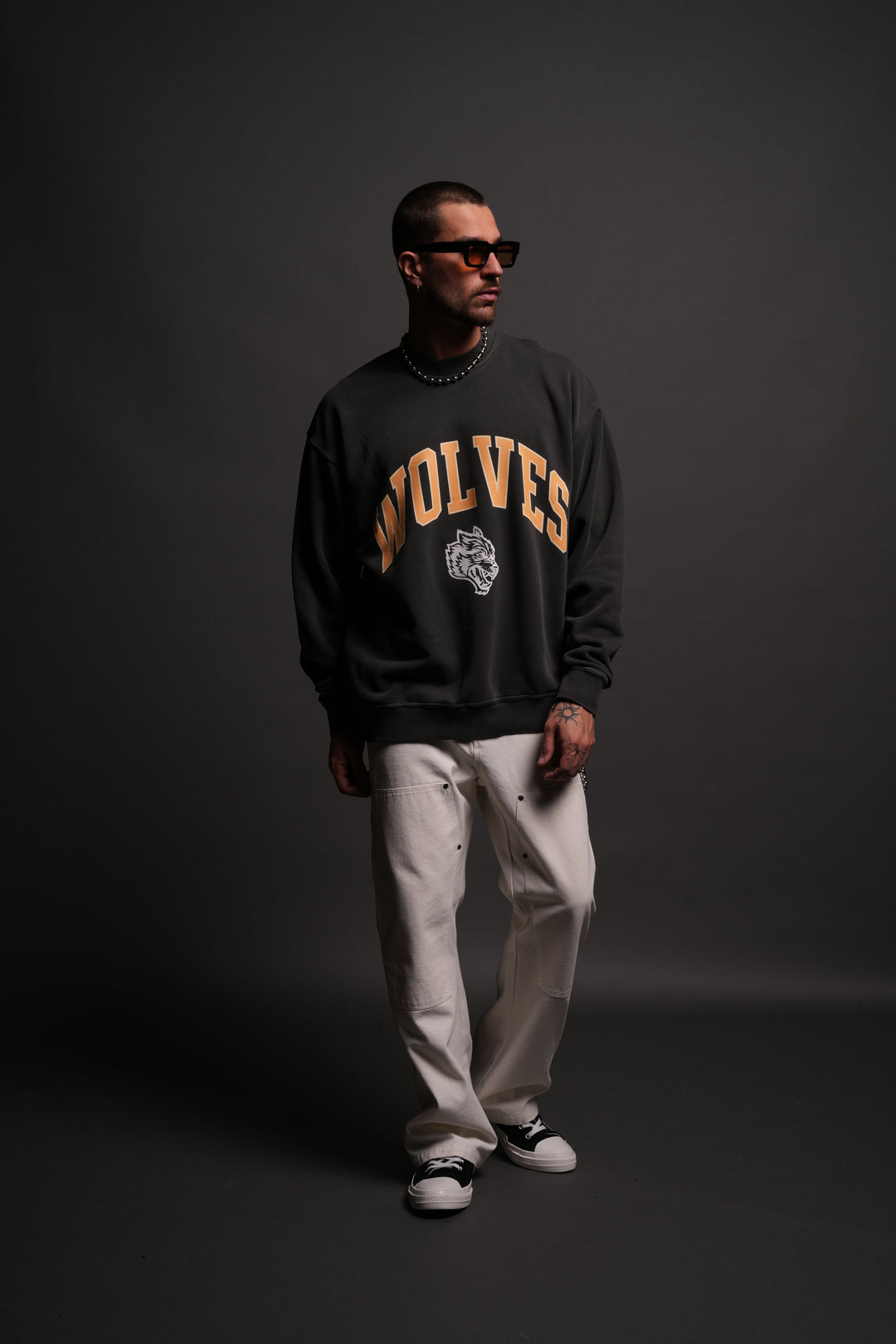 Loyalty London Unisex Crewneck in Wolf Gray/Orange