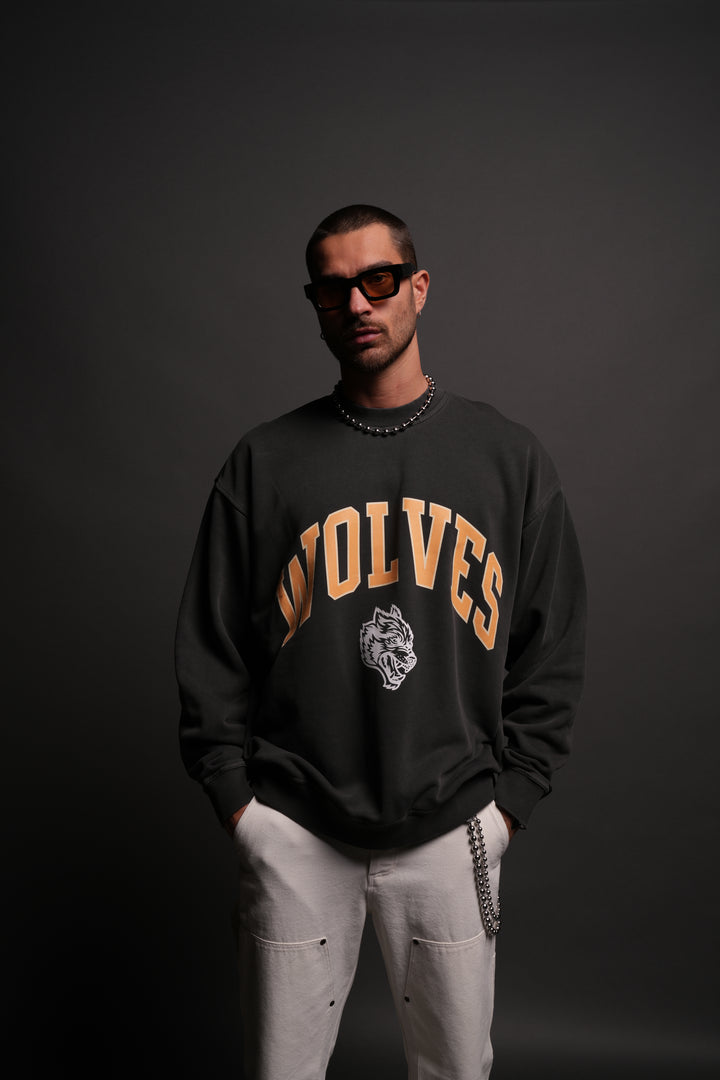 Loyalty London Unisex Crewneck in Wolf Gray/Orange