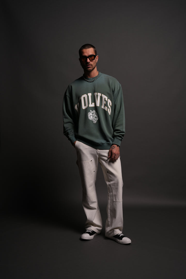 Loyalty London Unisex Crewneck in Hunter Green Driftwash