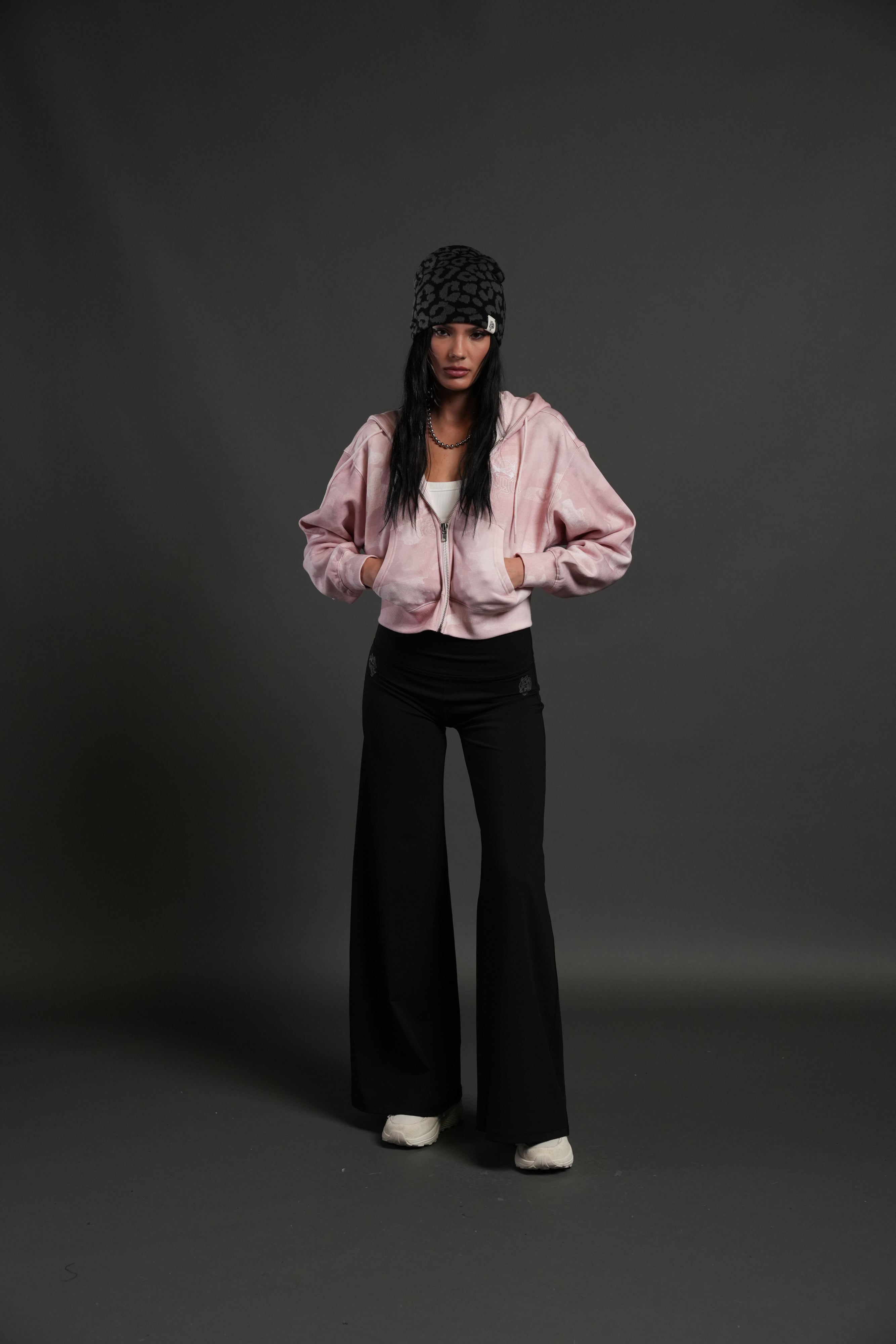 Cherub NFGU "Sage" Cropped Zip Hoodie in Blush Vintage Woodland Camo