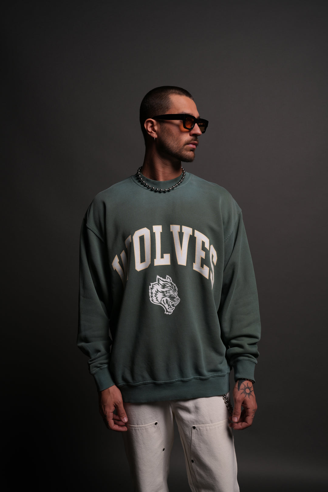 Loyalty London Unisex Crewneck in Hunter Green Driftwash