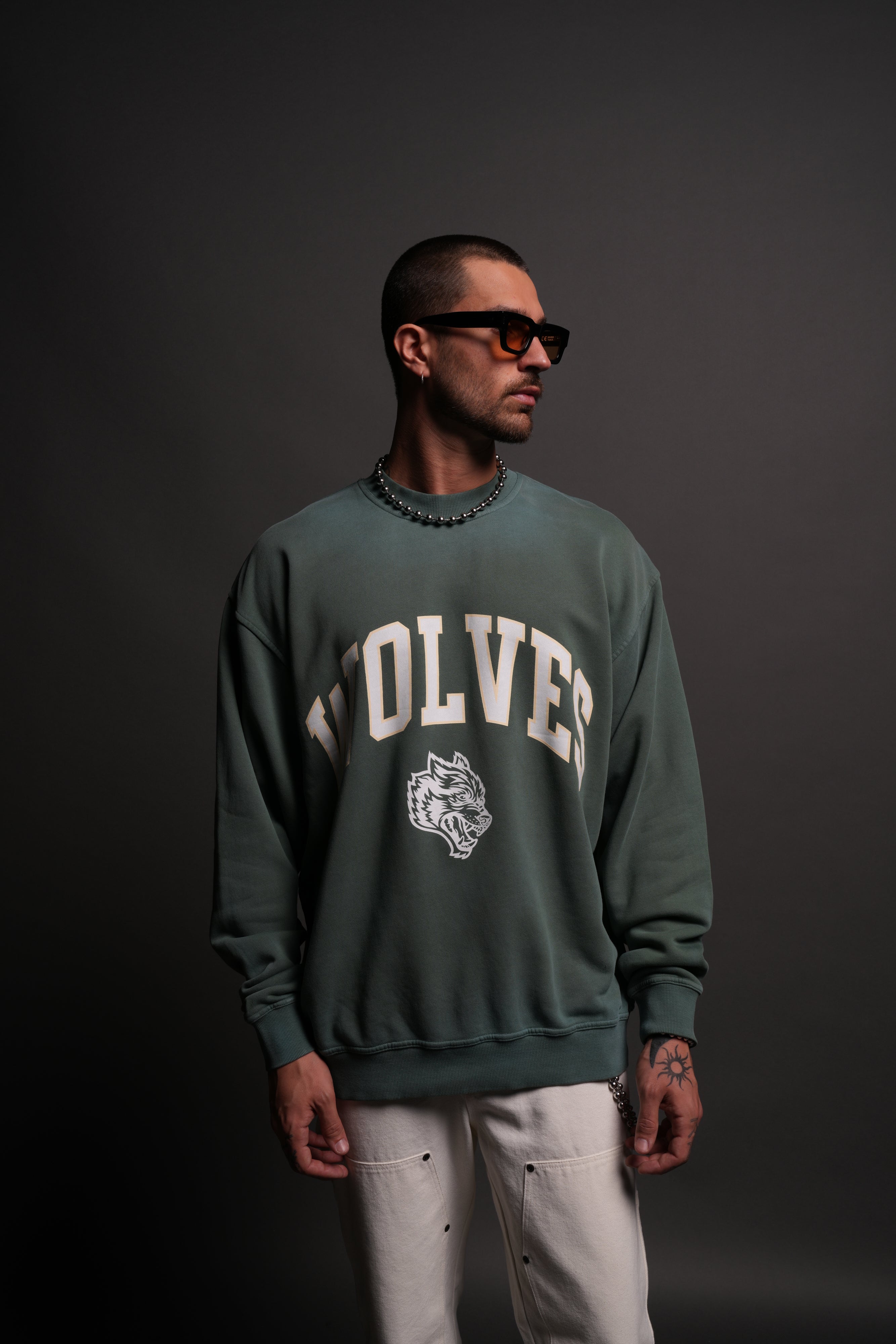 Loyalty London Unisex Crewneck in Hunter Green Driftwash