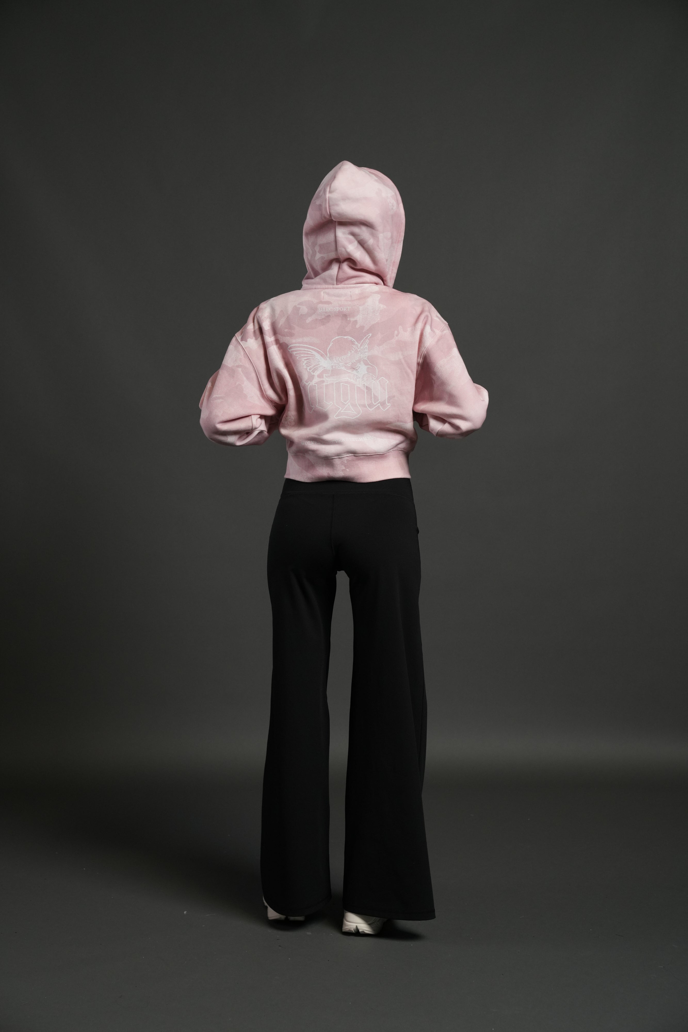 Cherub NFGU "Sage" Cropped Zip Hoodie in Blush Vintage Woodland Camo